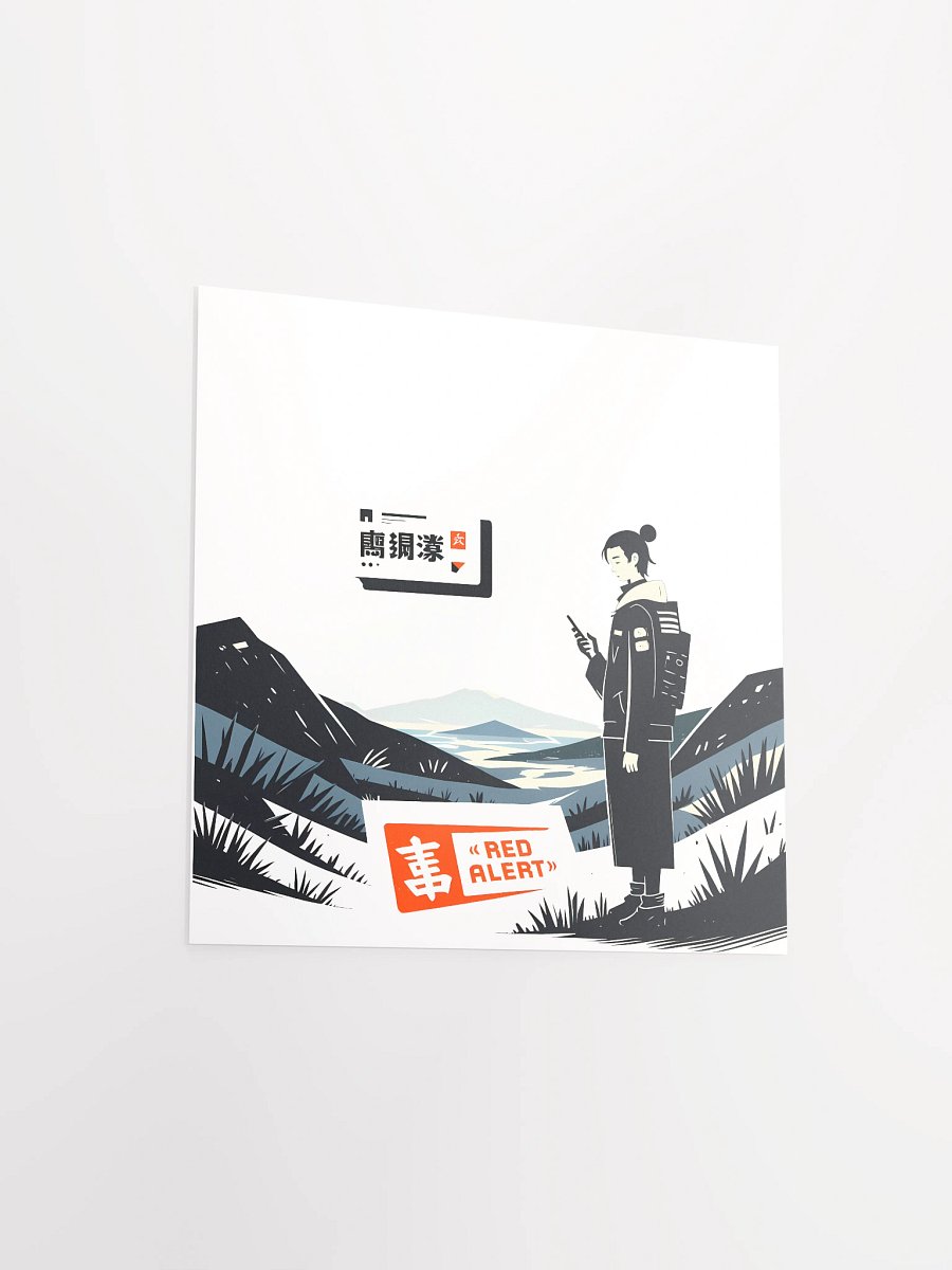 Red Alert Illustration – Mountain Warning Sign Art Print Paper Poster product image (5)