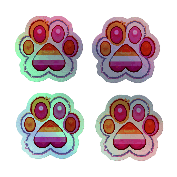 Lesbian Pride Paw Print Holographic Kiss Cut Sticker Sheet product image (2)