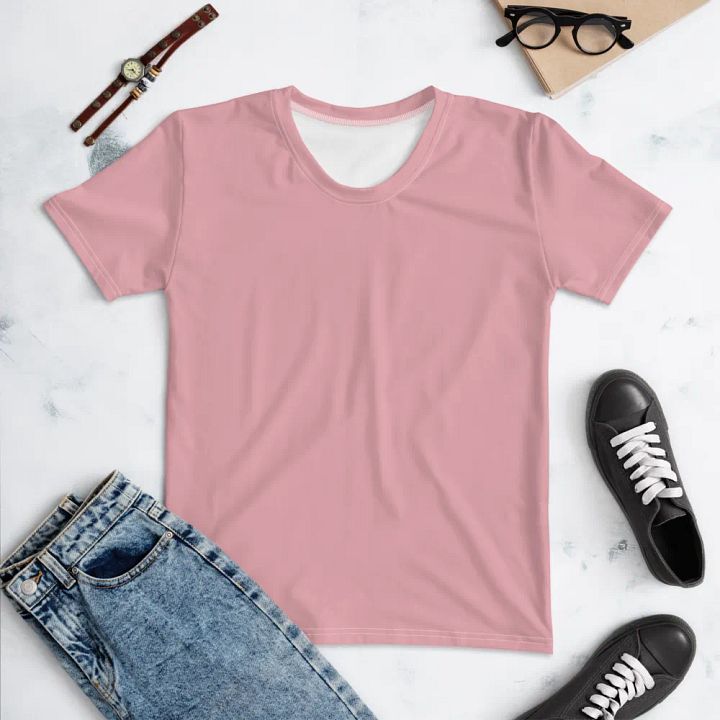 Plain Dusty Light Pink Soft Summer Women's Crewneck Polyester Heavyweight Premium T-Shirt by Treasure Pie product image (1)