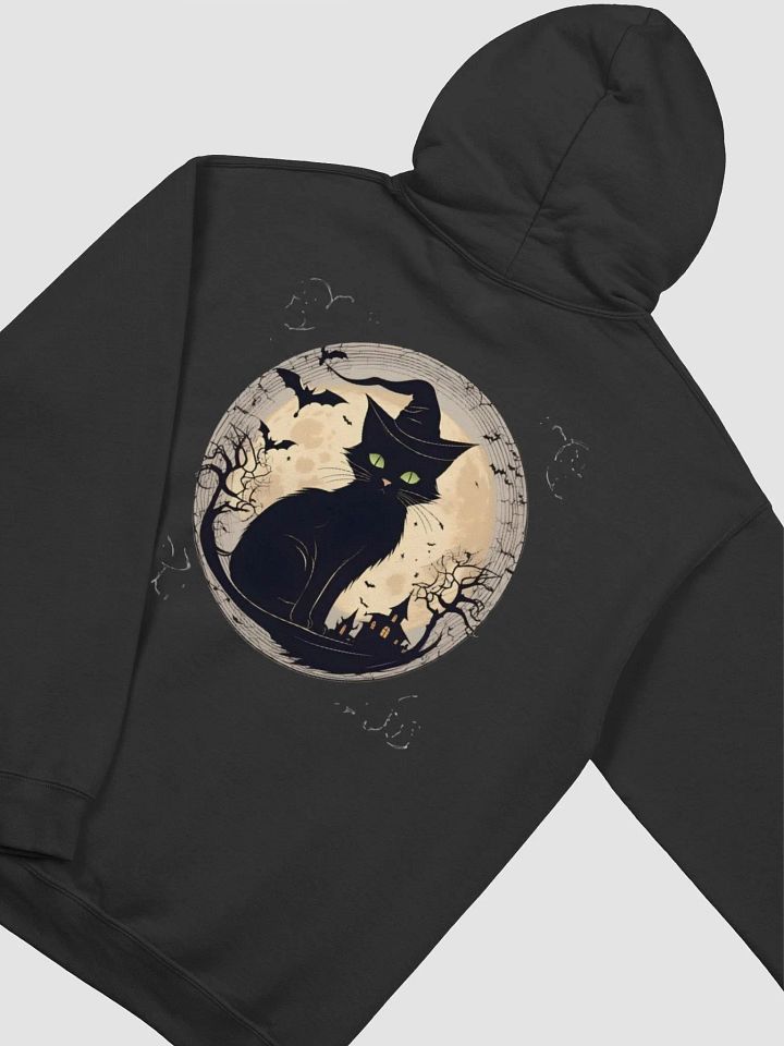 "Witchy Cat Moonlight Hoodie – Cozy Gothic Pullover with Mystical Cat & Moon Design!" product image (2)