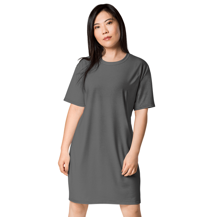 Thunderstorm Gray Solid Color T-Shirt Dress product image (1)