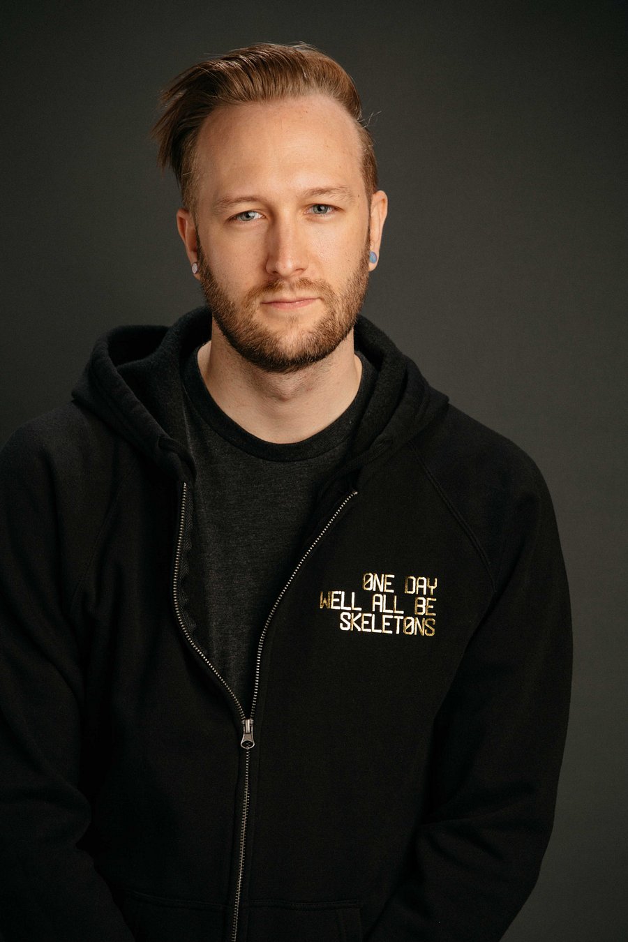ONE DAY WE'LL ALL BE SKELETONS ZIP HOODIE - BLACK product image (3)