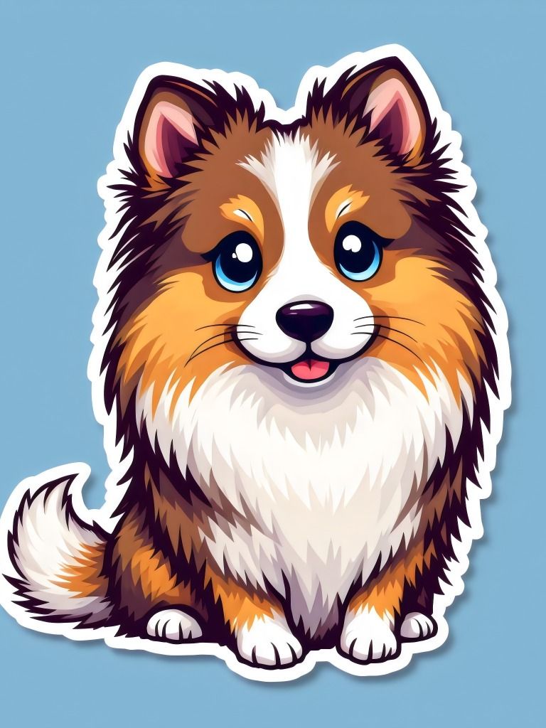 18 Cute Fluffy Cartoon Dog Illustration - Adorable Pet Lover's Delight - Kawaii stickers collection product image (6)