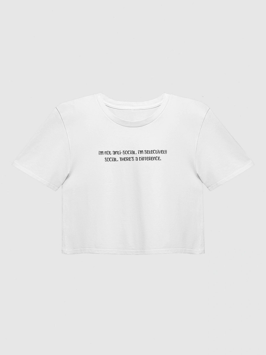 Relatable Introvert Humor Y2K Crop Top - Selectively Social Baby Tee product image (4)