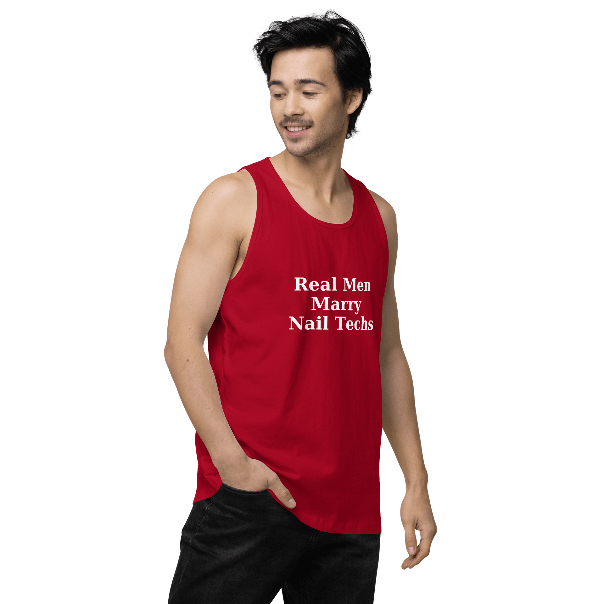 Real Men's Tank Top (white print) product image (3)