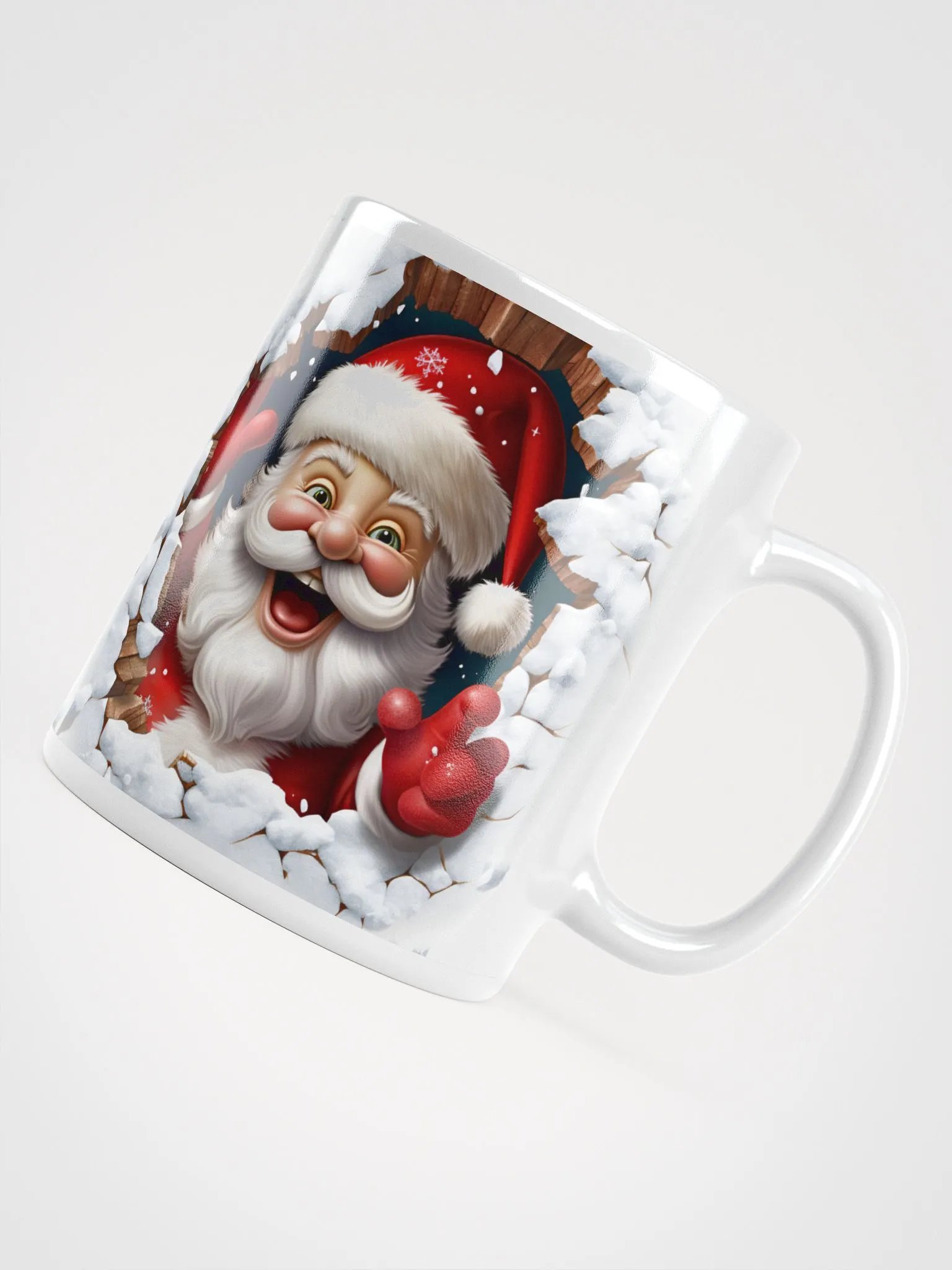 Santa's Surprise Visit 3D Christmas Mug - Double the Delight! product image (4)