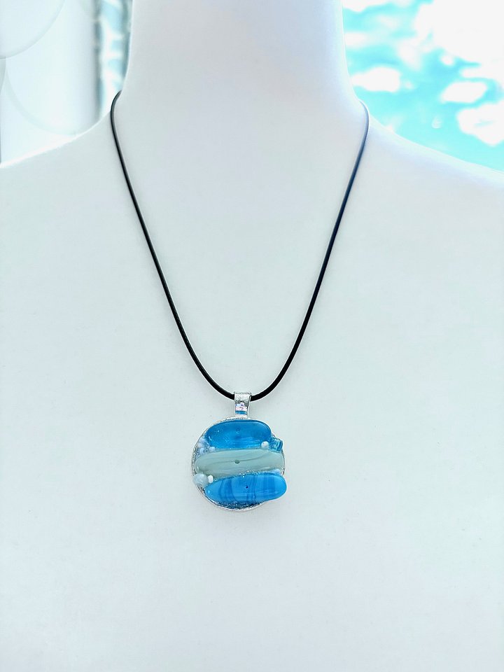 Coastal Calm Horizon Pendant Necklace | Handmade Glass Art Jewelry | Monique Faella Designs™ | MFD-00212 product image (1)