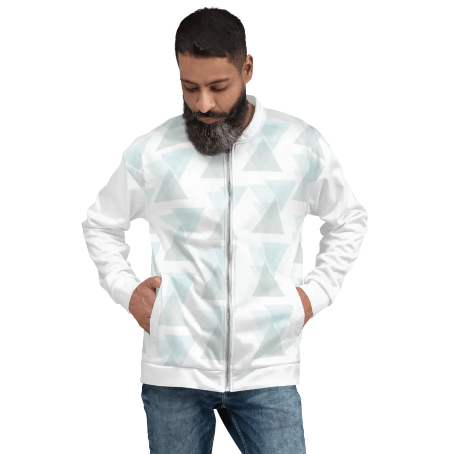 Turquoise Triangle Symmetry Bomber Jacket product image (10)