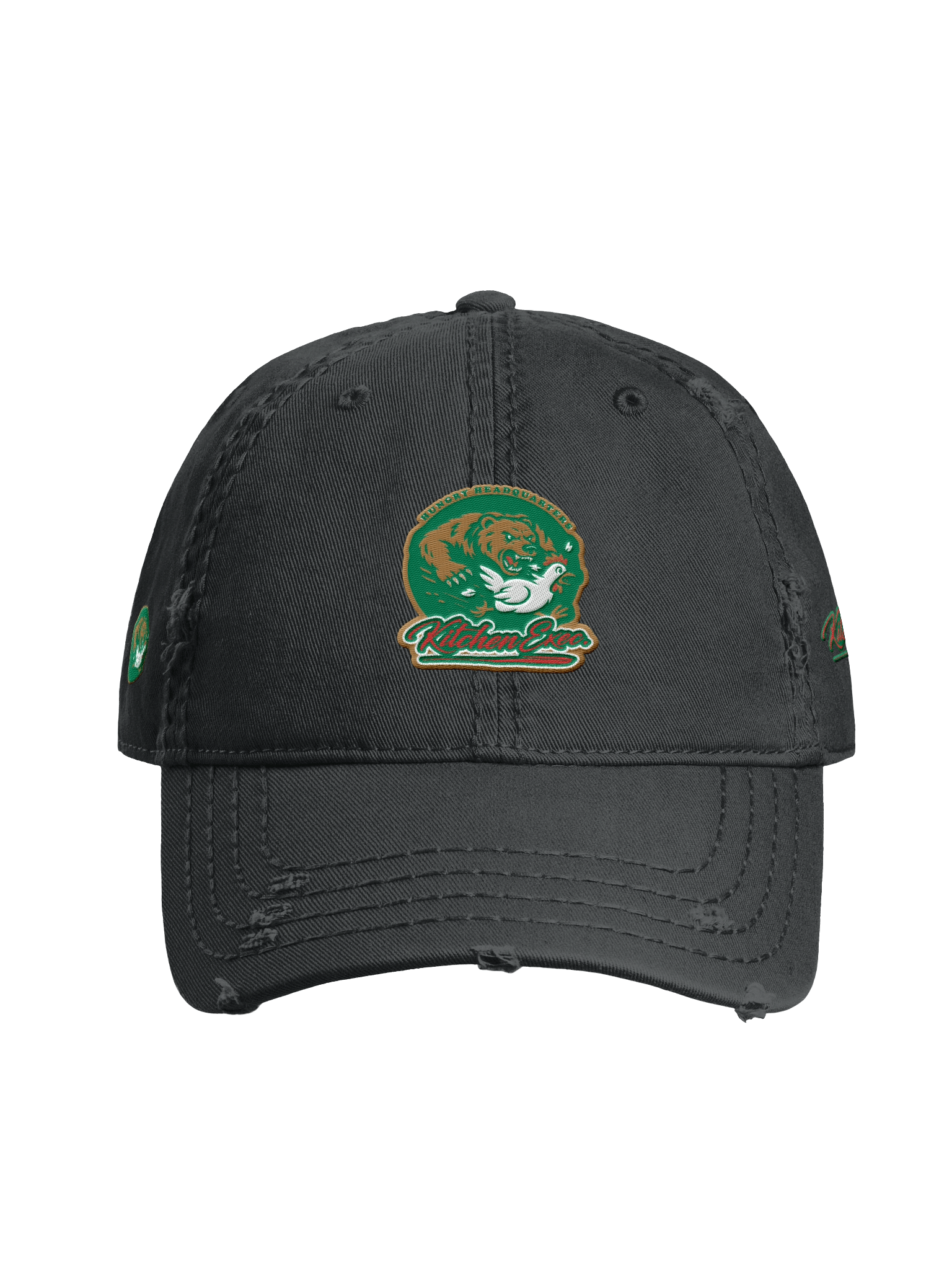 "Kitchen Execs." Distressed Dad Cap (Black) product image (1)