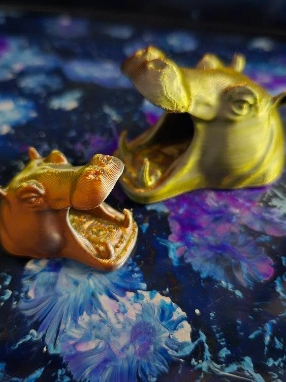 Small Roaring Hippo Head - 3D Printed product image (2)