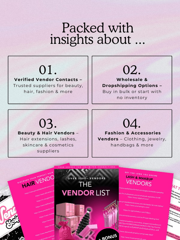 Verified Wholesale Vendor List, Beauty, Hair, & Fashion Dropshipping Suppliers, Small Business Product Sourcing Guide, PLR Canva Template product image (4)