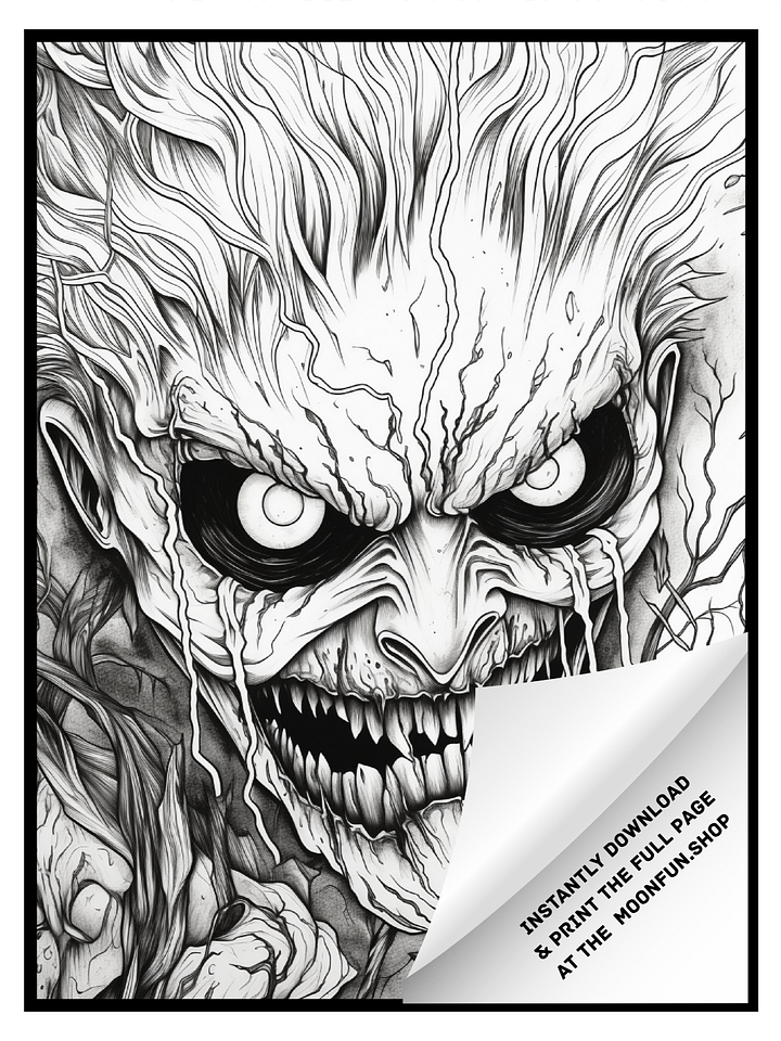 💀 50 Creepy Horror Halloween Coloring Pages for Teens & Adults product image (2)
