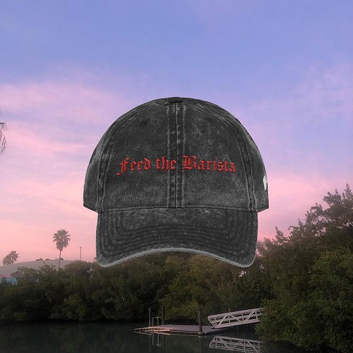 🧢☕ For the ones who take their shifts like sacred ritual.
The Feed the Barista gothic cap — washed black, stitched in blood-r...