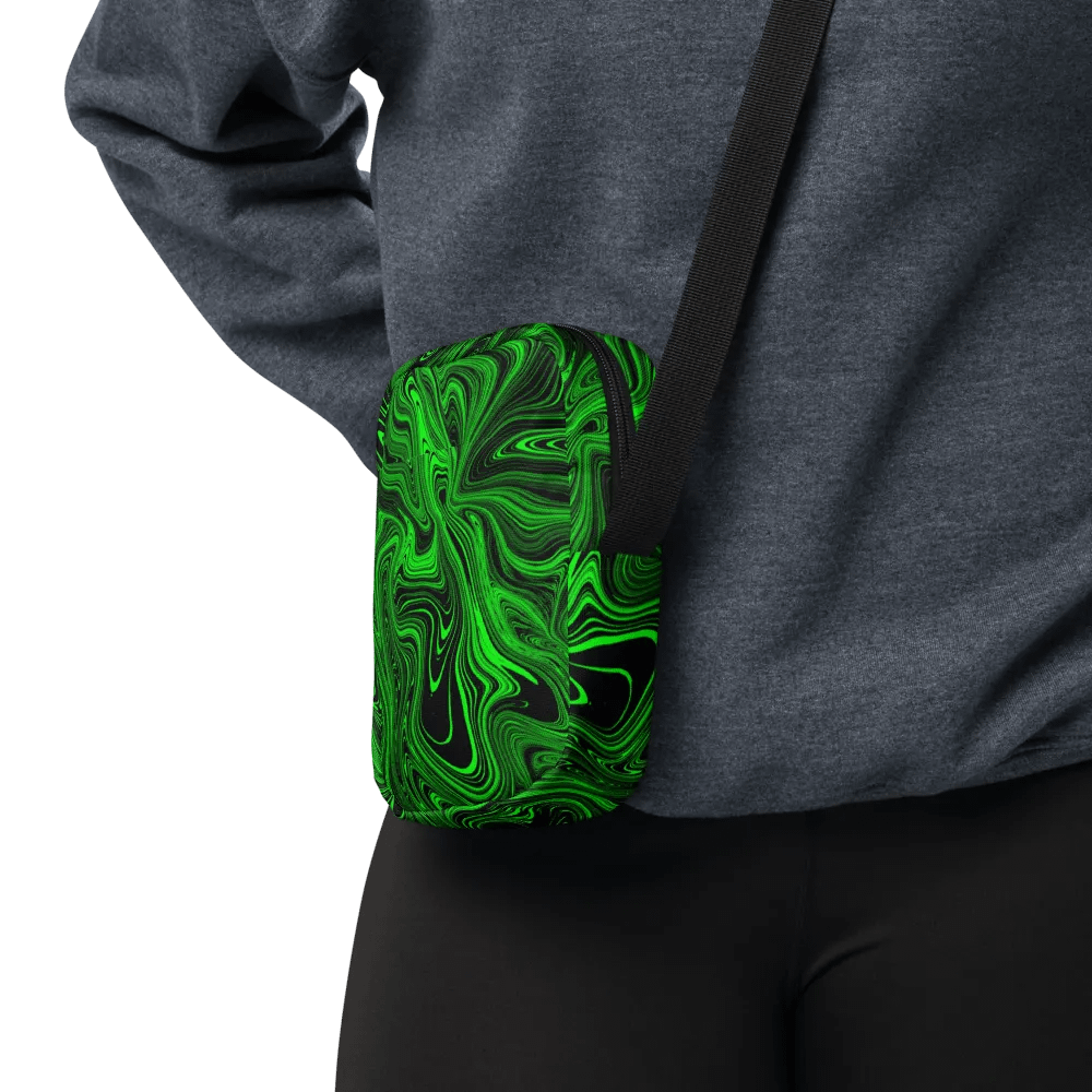 Utility Crossbody Bag - Green and Black Fluid Swirls product image (4)
