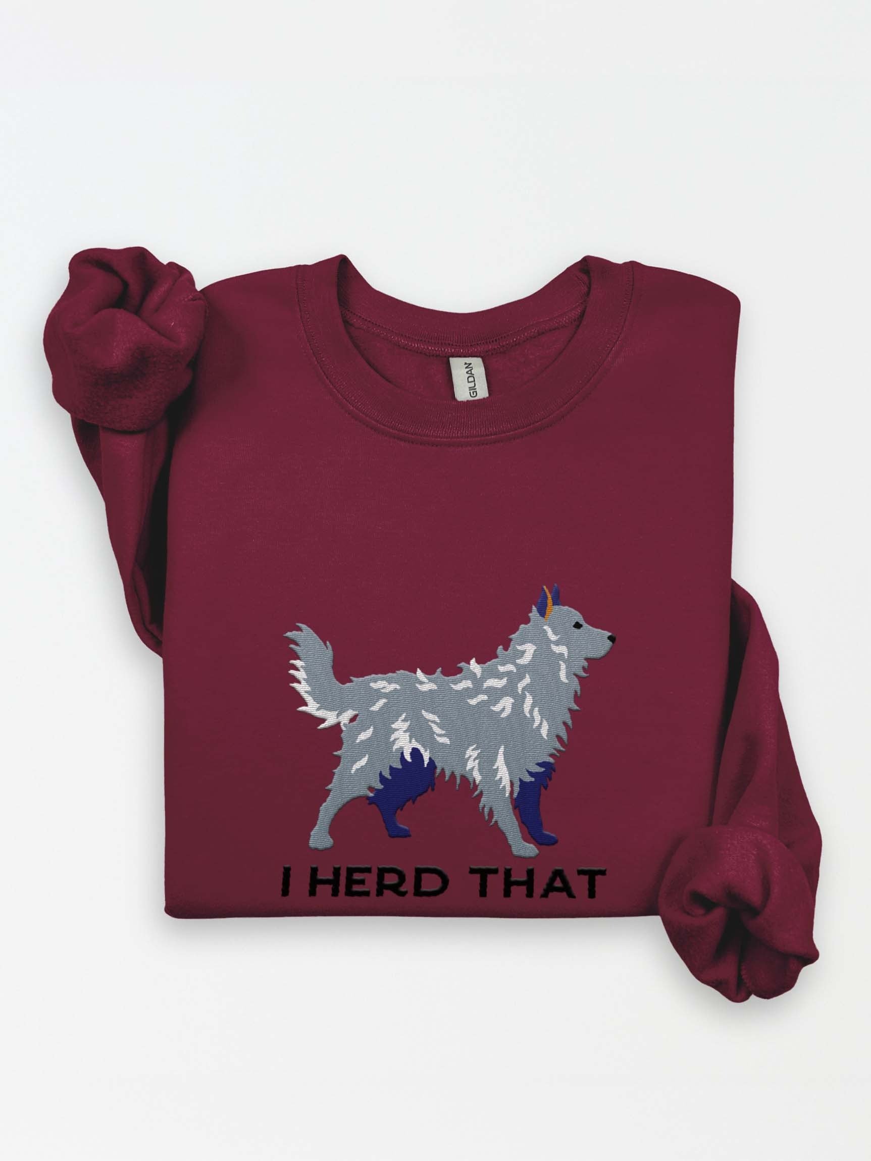 I Herd That Sweatshirt (Embroidered) of a Hungarian Mudi(Gray) product image (1)