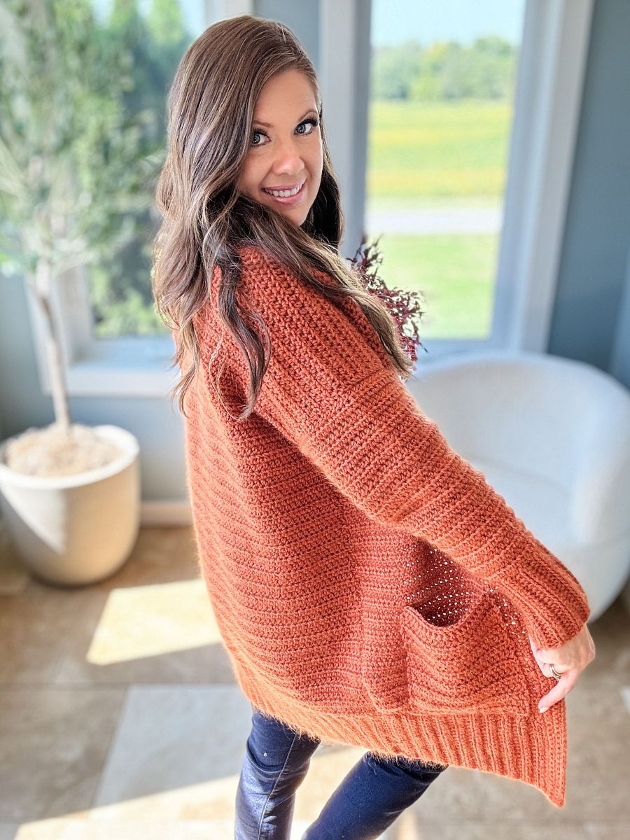 Fuzzy Peach Cardigan Crochet Pattern product image (2)