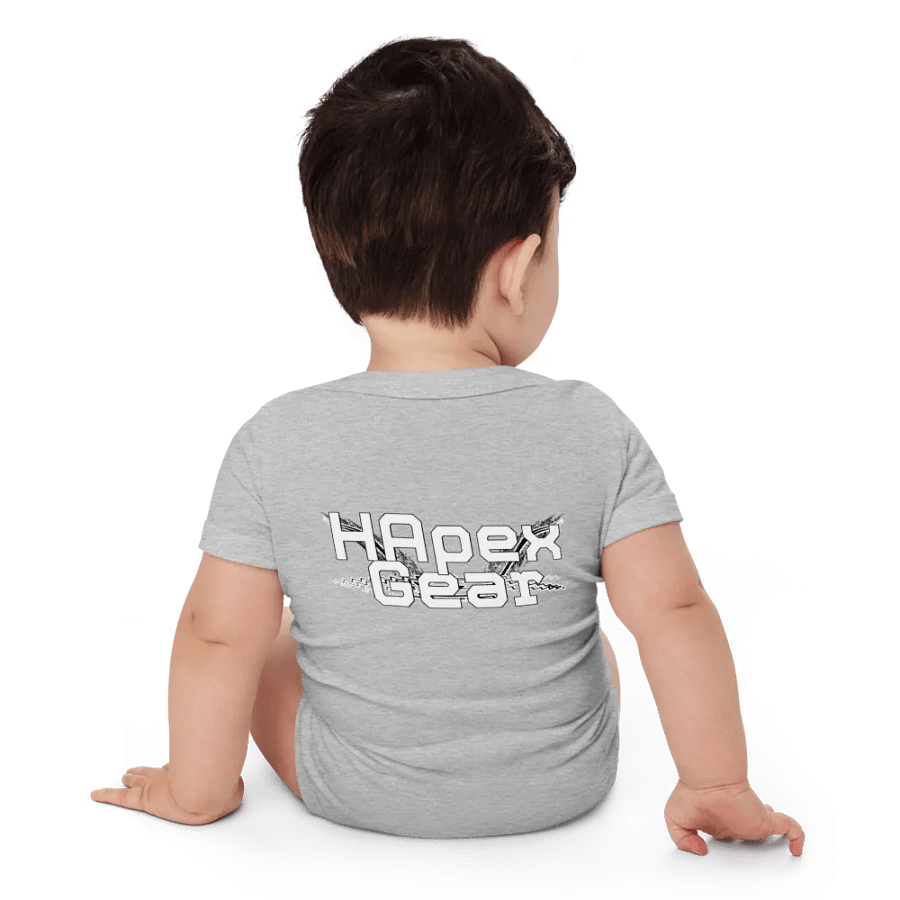 Baby Short Sleeve One Piece - Embroidered - White HApex Gear Black Logo product image (5)