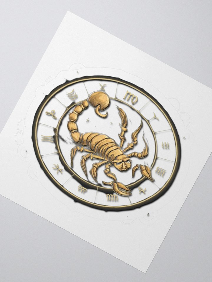 Exclusive Scorpio Zodiac Sticker: Gold Scorpion with Zodiac Wheel - Perfect for Astrology Enthusiasts and Unique Gifts! product image (4)