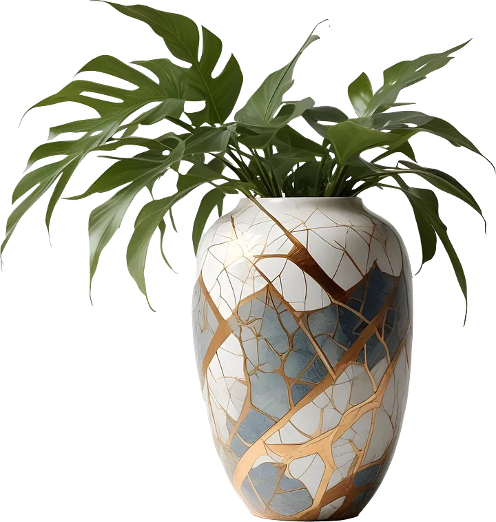 Celestial Harmony – Vase Kintsugi Marble Serenity PNG product image (1)