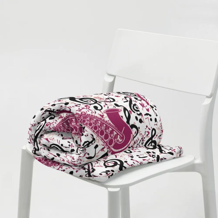 Pink Saxophone Pattern Throw Blanket product image (11)