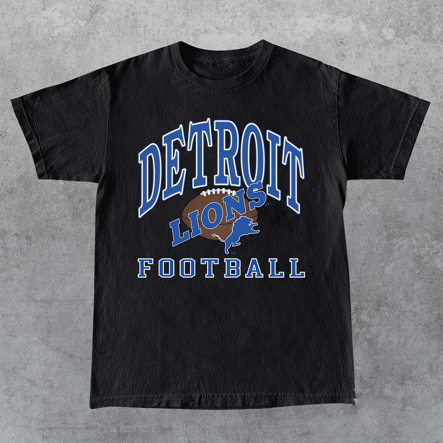 1998 Football Logo NFL Crewneck tshirt, Detroit Lions Black Cotton Shirt product image (1)