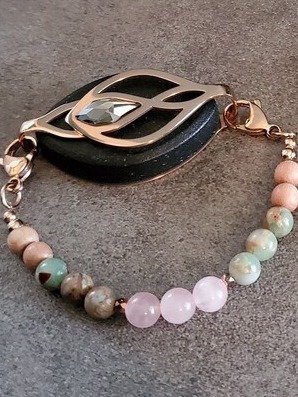 Mother Nature Bracelet | Rose Quartz & Jasper | Handmade Accessory for Bellabeat Leaf Urban & Ivy product image (2)