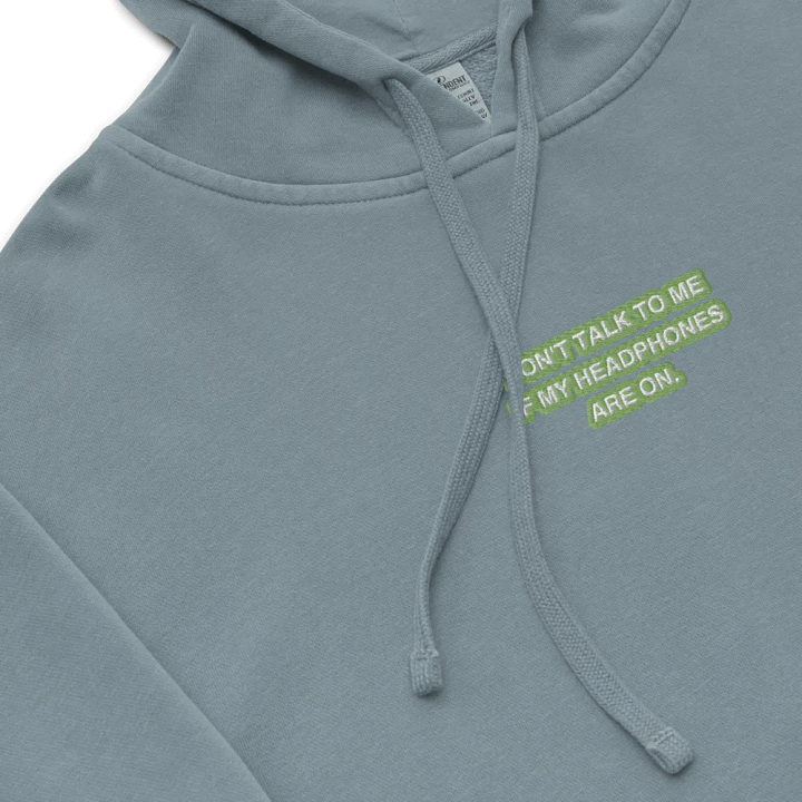 HEADPHONES ON (light green bubble design 2) embroidered pigment hoodie product image (1)