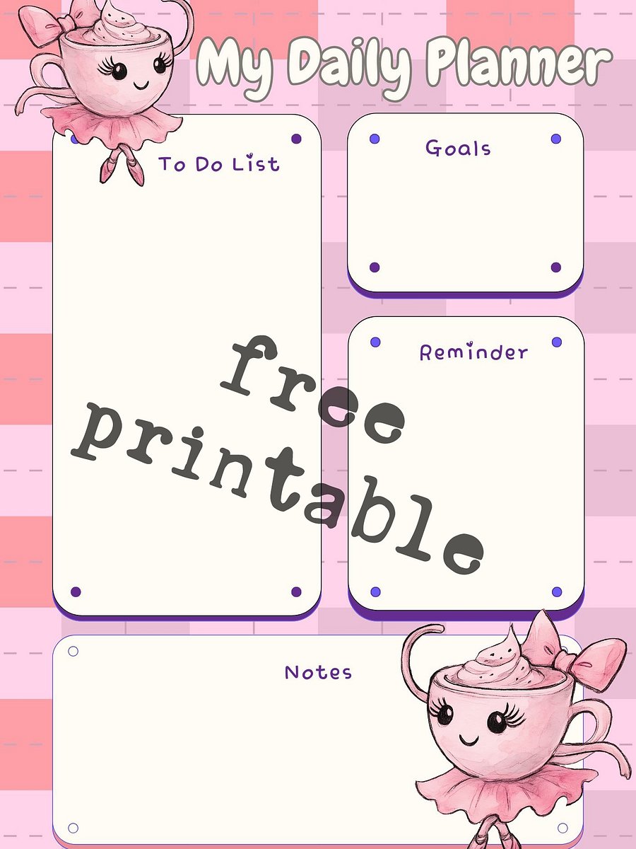 Daily Planner – Watercolor Ballerina Cappuccina Cute Organizer Page product image (1)