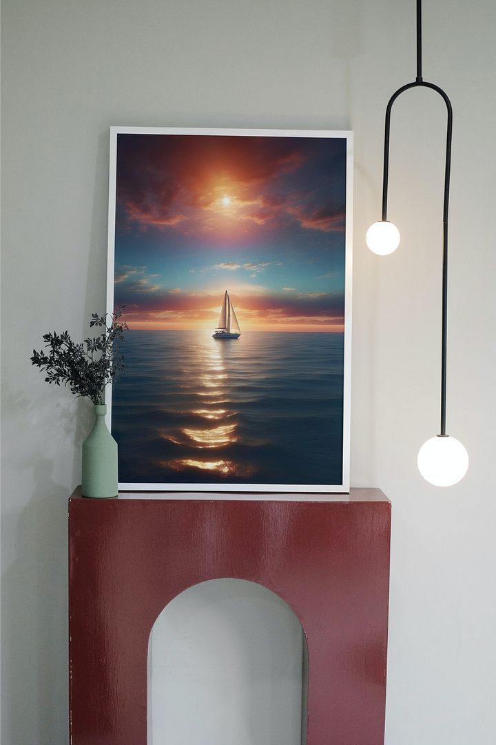Sail Away Seascape at Sunset Poster product image (1)