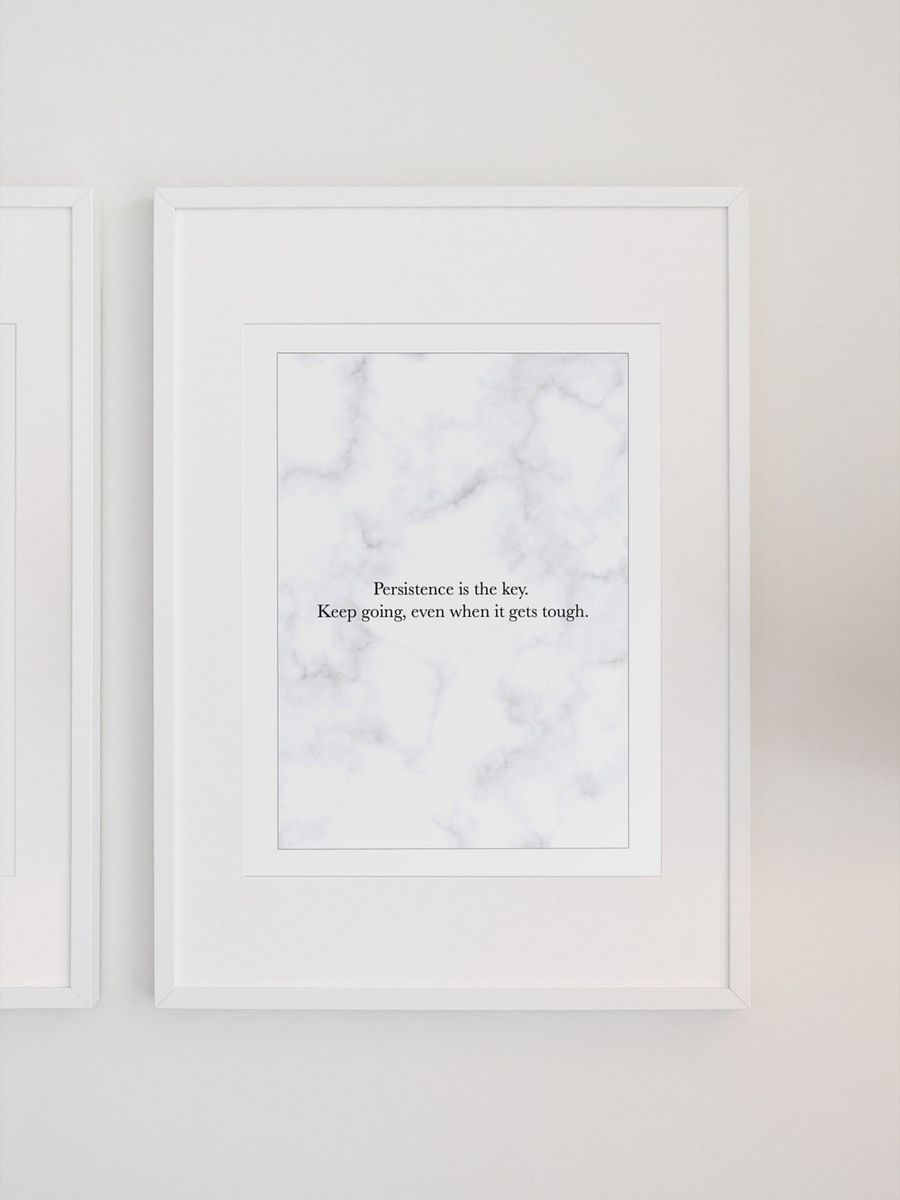 Inspirational Marble Quote Poster, "Persistence is the Key" Motivational Wall Art, Encouraging Office Decor, Resilience and Determination product image (1)
