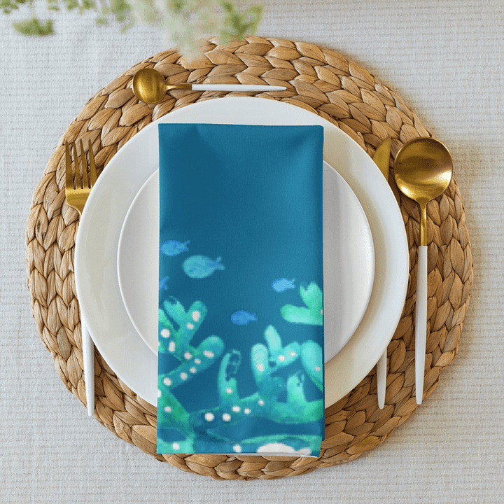Ocean Reef Cloth Napkin Set – 4-Pack (2 Navy + 2 Aqua) product image (2)