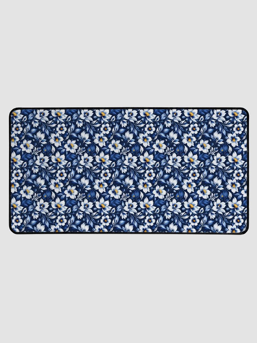 Desk Mat (31.5x15.5 inches) - White and Blue Floral Pattern product image (1)
