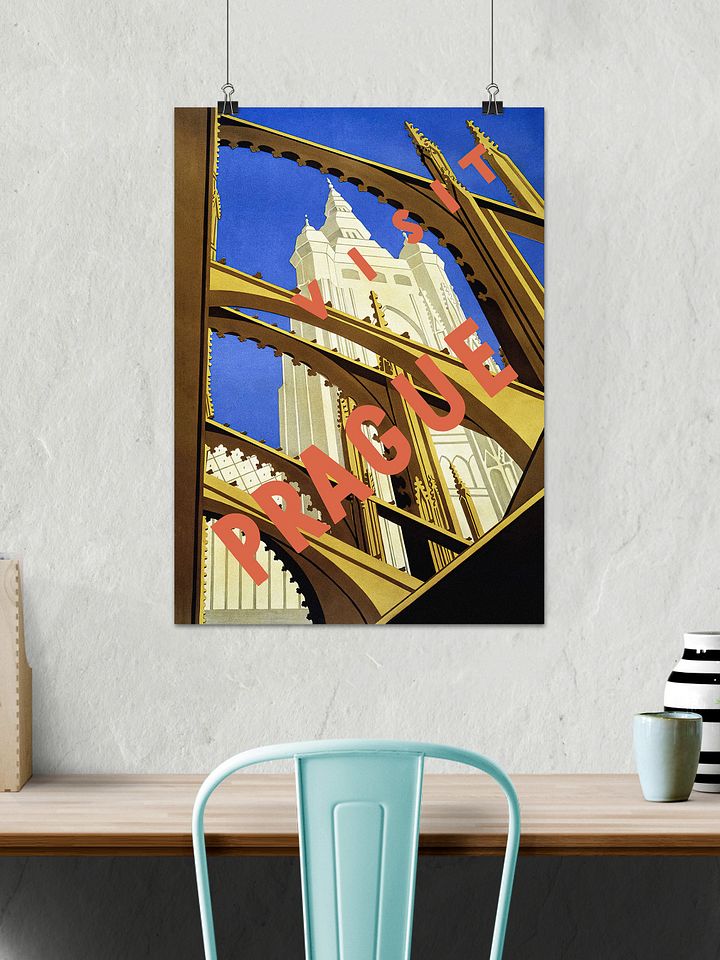Prague, Czech, 1930s — Retro vintage travel poster, retro travel poster, propaganda poster, art deco poster product image (2)
