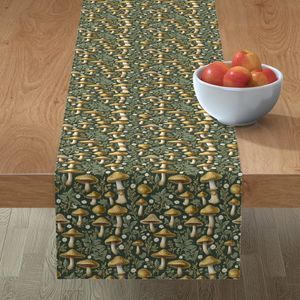 Seamless Pattern - Golden Mushrooms on Dark Green product image (8)