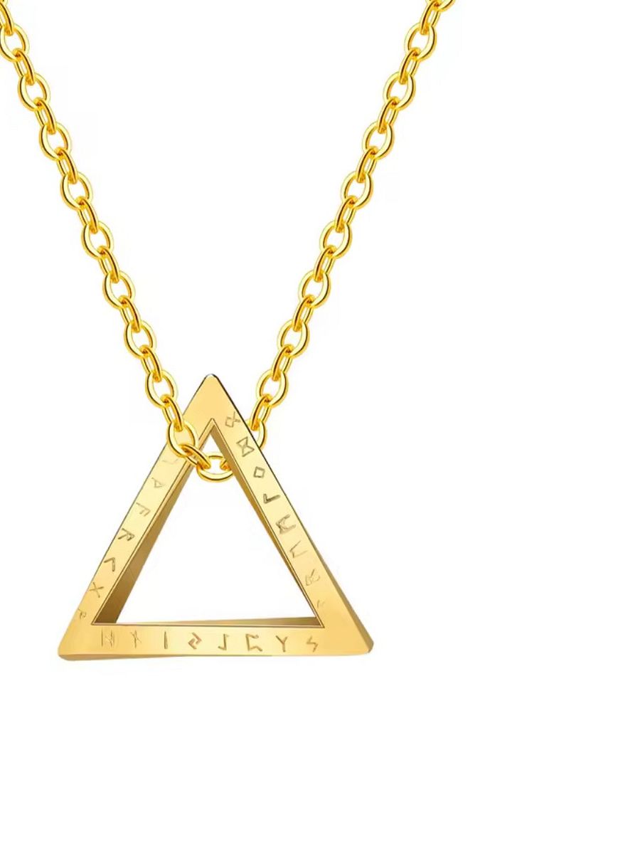 Zaelen Josefsson Triangle Pendant – Norse-Inspired Gold Amulet for Celestial Protection product image (3)