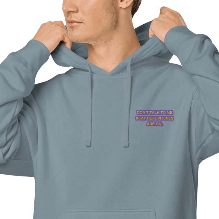 L.C. HEADPHONES ON (tulip design) embroidered pigment hoodie product image (1)