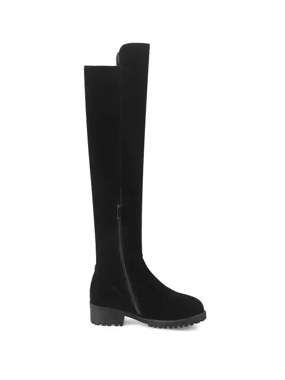 Women's Over The Knee Boots Bock Low Heels Side Zipper Ladies Faux Suede Shoes product image (5)