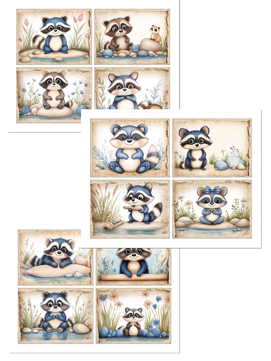 Adorable Blue Raccoons Journal Cards product image (2)