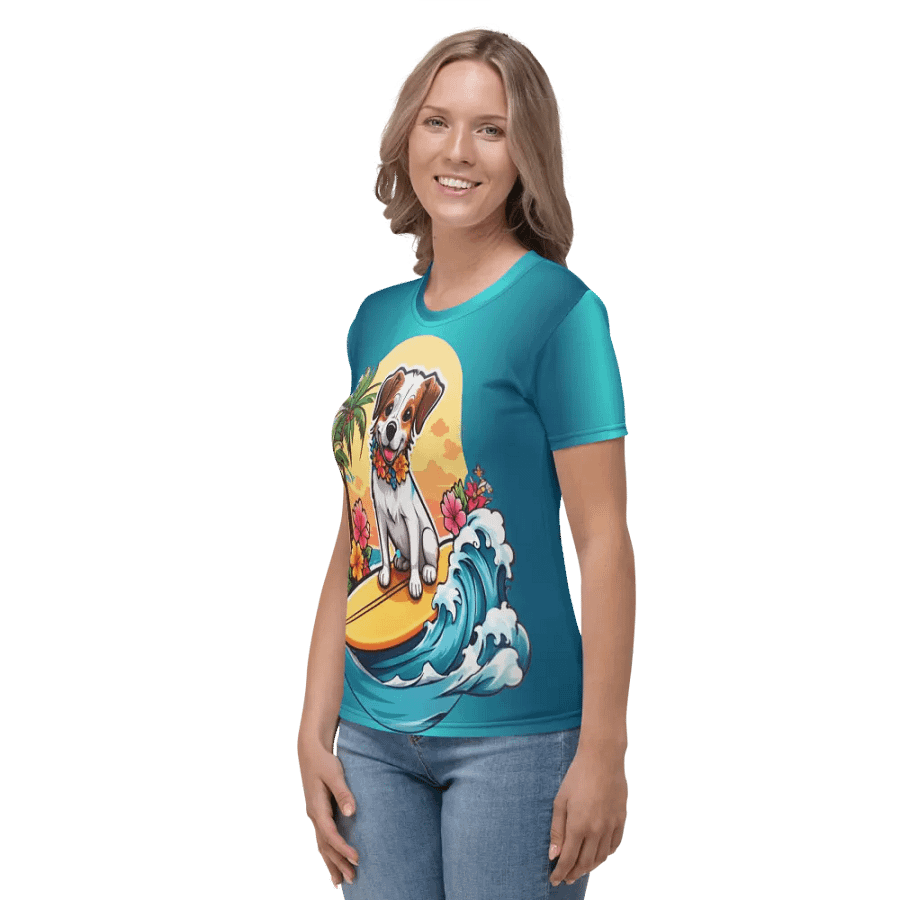 Dog Surfing All Over Print T-shirt product image (3)