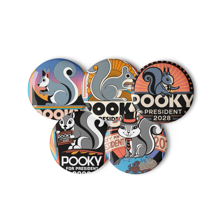 Original Pooky Artwork Buttons: Set of Five -A product image (3)