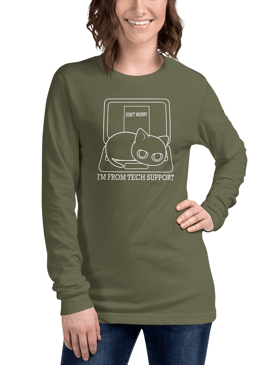 Cat on Laptop Unisex Long Sleeve Tee, White Print product image (3)