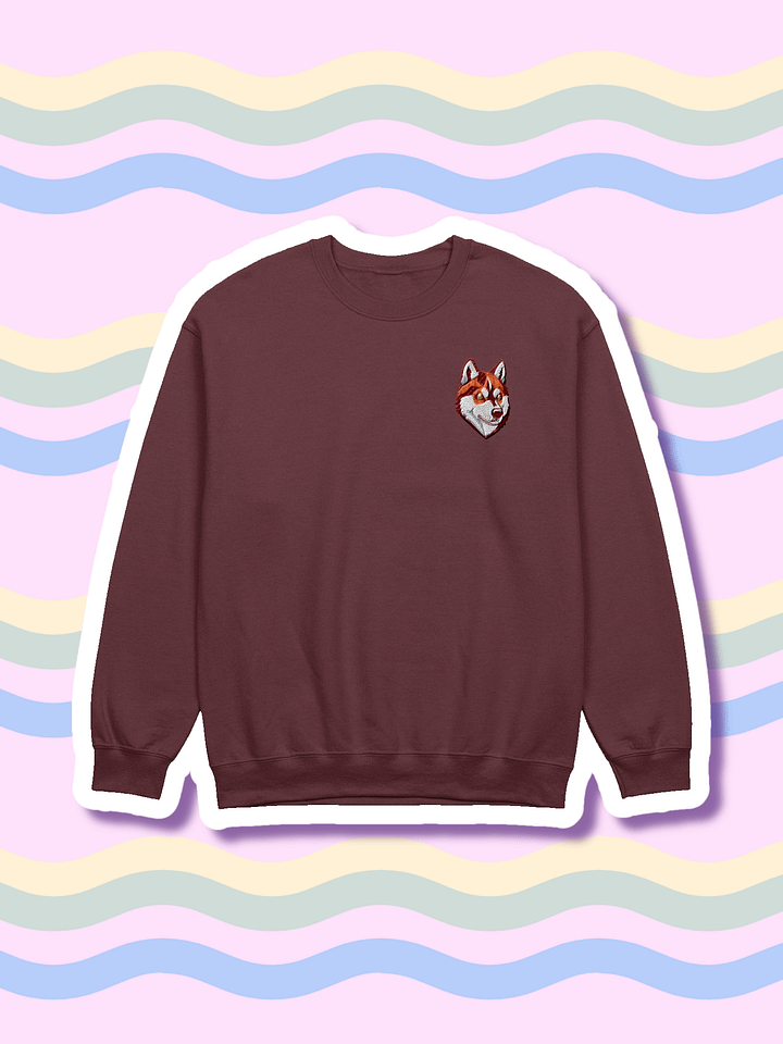 Cute Red Siberian Husky Embroidered Graphic Crewneck product image (9)