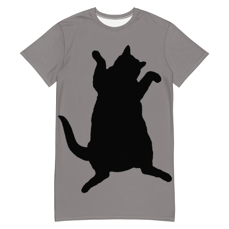 Dancing Demeowcracy Feline Grey T-Shirt Dress product image (6)