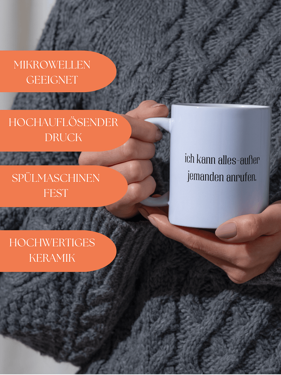 Lustige Tasse mit Spruch | Ich bin Gen Z,ich kann alles-außer jemanden anrufen | Geschenkidee | Kaffeebecher 330 ml - Geschenk product image (9)