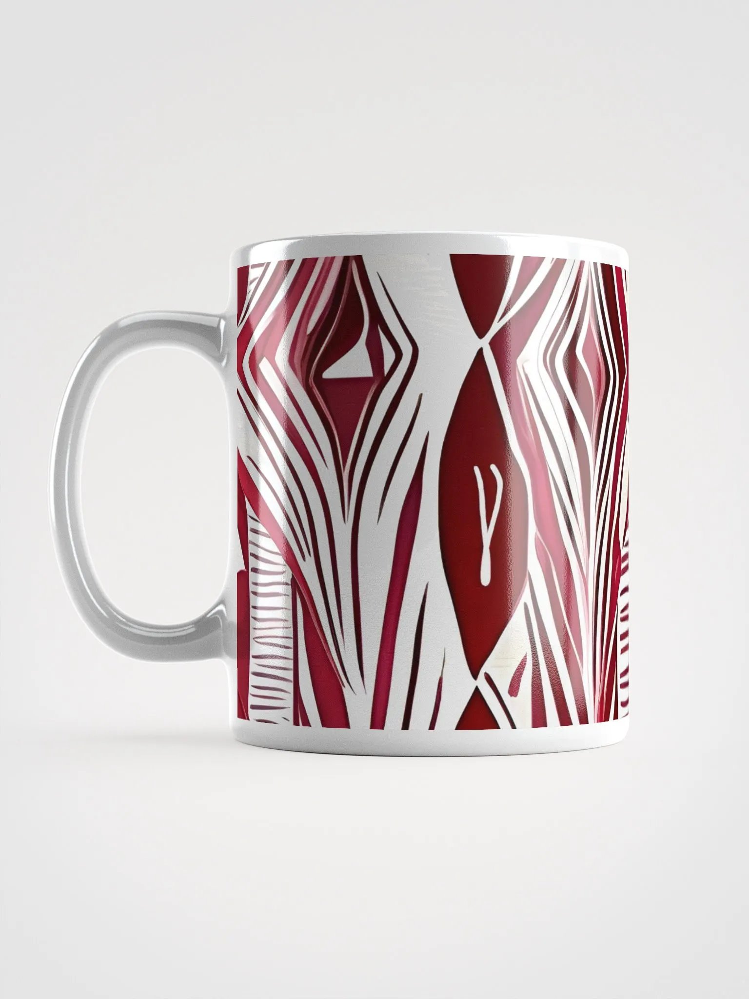 Burgundy & White Abstract Art White Glossy Mug product image (4)
