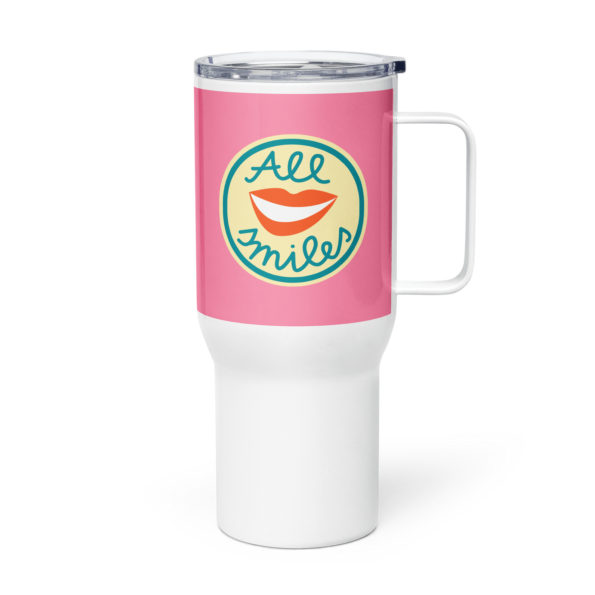 All Smiles Pink Insulated Travel Mug with a Handle product image (3)