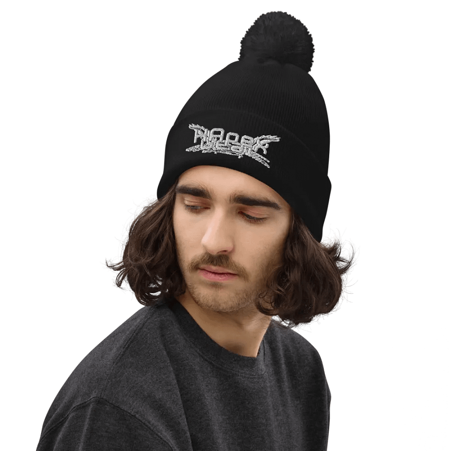 Beechfield Pom-Pom Beanie - Embroidered - White HApex Gear Black product image (6)