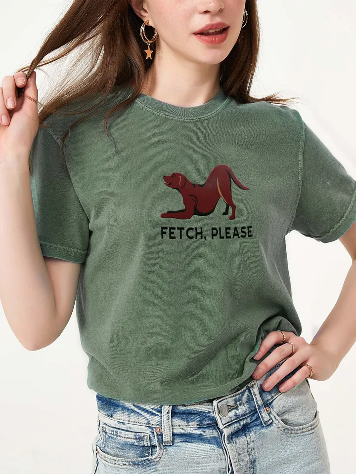 Fetch Please T-Shirt(Embroidered) of a Labrador Retriever(Chocolate) product image (2)
