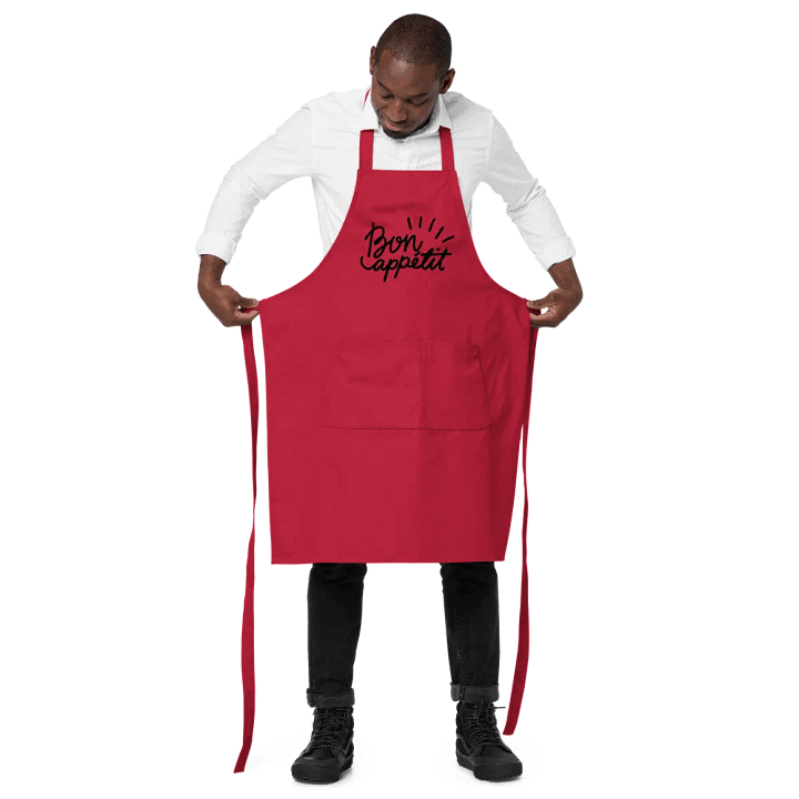 "Bon Appétit" Red Organic Cotton Apron product image (2)