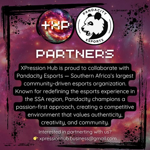 New partnership announcement! 📣🥳

Check out Pandacity here: https://pandacityesports.org

Email: xpressionhub.business@gmail....